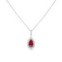 Sterling Silver 925 Necklace Rhodium Plated Embedded With Ruby Corundum And White Zircon