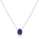 Sterling Silver 925 Necklace Rhodium Plated Embedded With Sapphire Corundum 