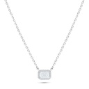 Sterling Silver 925 Necklace Rhodium Plated Embedded With White Zircon