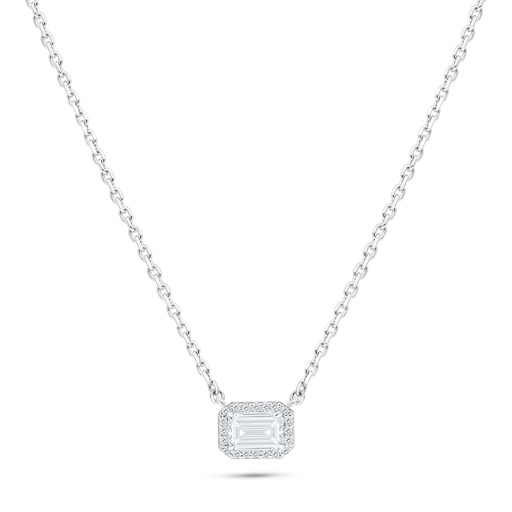 [NCL01WCZ00000B583] Sterling Silver 925 Necklace Rhodium Plated Embedded With White Zircon