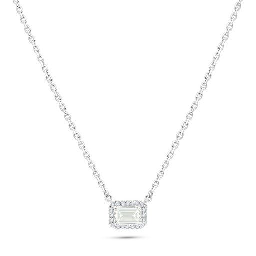 [NCL01CIT00WCZB583] Sterling Silver 925 Necklace Rhodium Plated Embedded With Yellow Diamond And White Zircon