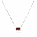 Sterling Silver 925 Necklace Rhodium Plated Embedded With Ruby Corundum And White Zircon