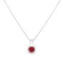 Sterling Silver 925 Necklace Rhodium Plated Embedded With Ruby Corundum 