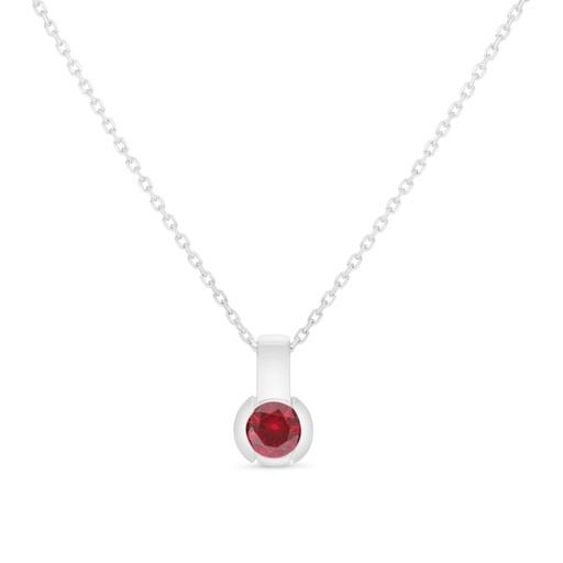 [NCL01RUB00000B585] Sterling Silver 925 Necklace Rhodium Plated Embedded With Ruby Corundum 