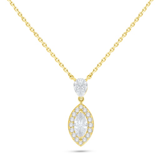 [NCL02WCZ00000B586] Sterling Silver 925 Necklace Golden Plated Embedded With White Zircon