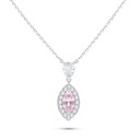 Sterling Silver 925 Necklace Rhodium Plated Embedded With pink Zircon And White Zircon