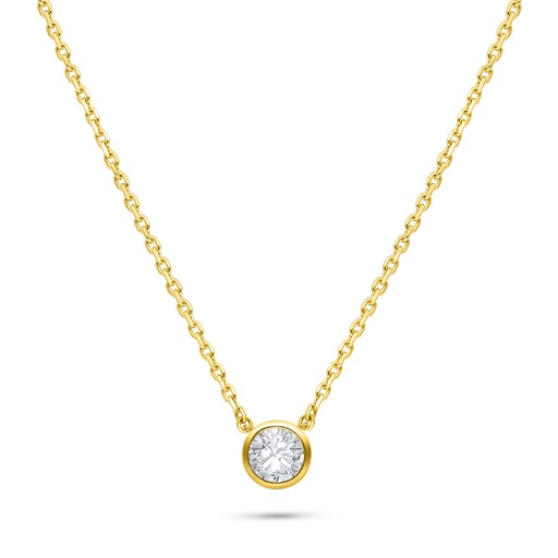 [NCL02WCZ00000B587] Sterling Silver 925 Necklace Golden Plated Embedded With White Zircon