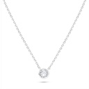 Sterling Silver 925 Necklace Rhodium Plated Embedded With Yellow Diamond And White Zircon