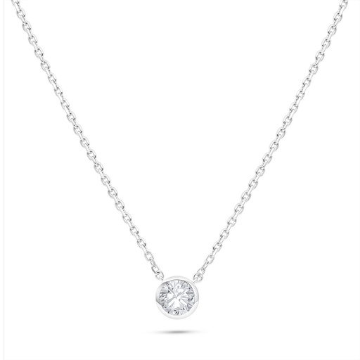 [NCL01CIT00WCZB587] Sterling Silver 925 Necklace Rhodium Plated Embedded With Yellow Diamond And White Zircon