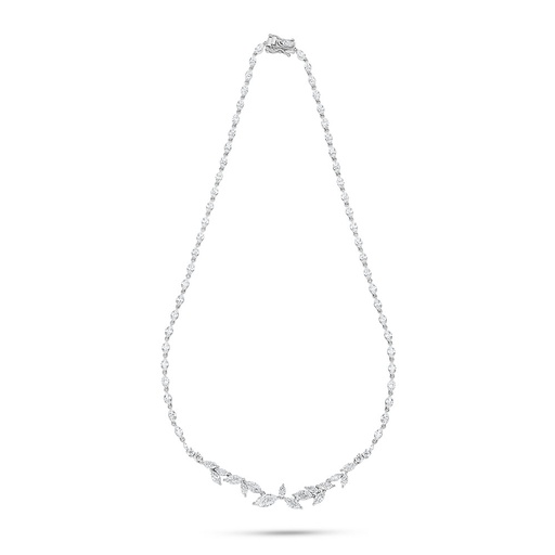 [NCL01WCZ00000B589] Sterling Silver 925 Necklace Rhodium Plated Embedded With White Zircon