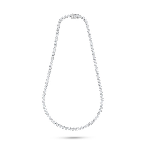 [NCL01WCZ00000B595] Sterling Silver 925 Necklace Rhodium Plated Embedded With White Zircon