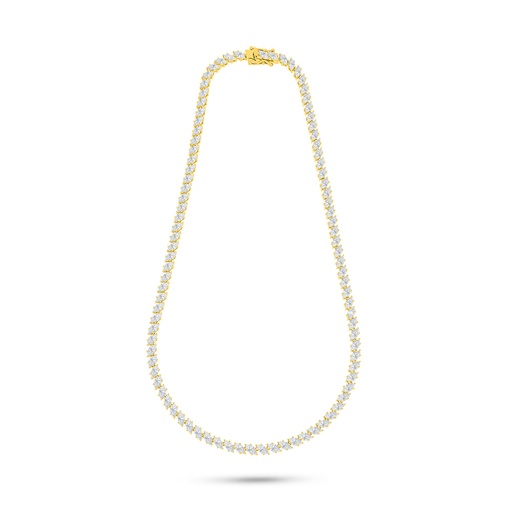 [NCL02WCZ00000B595] Sterling Silver 925 Necklace Golden Plated Embedded With White Zircon