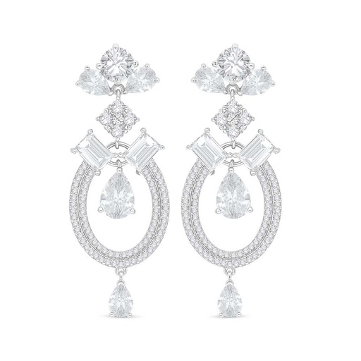 [EAR01WCZ00000C476] Sterling Silver 925 Earring Rhodium Plated Embedded With White Zircon