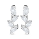 Sterling Silver 925 Earring Rhodium Plated Embedded With White Zircon