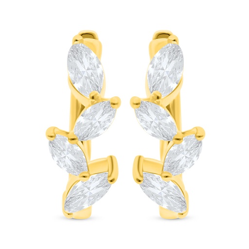 [EAR02WCZ00000C477] Sterling Silver 925 Earring Golden Plated Embedded With White Zircon