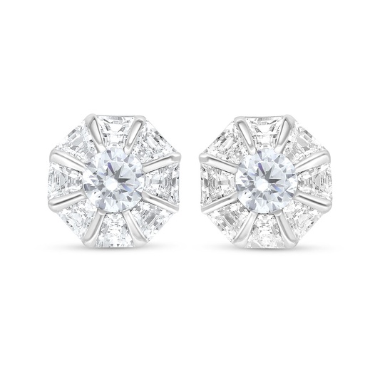 [EAR01WCZ00000C479] Sterling Silver 925 Earring Rhodium Plated Embedded With White Zircon