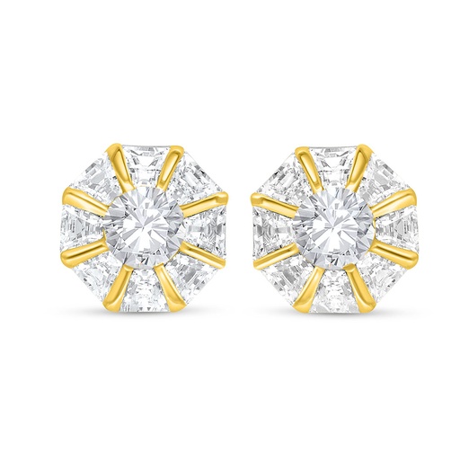 [EAR02WCZ00000C479] Sterling Silver 925 Earring Golden Plated Embedded With White Zircon