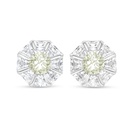 Sterling Silver 925 Earring Rhodium Plated Embedded With Yellow Diamond And White Zircon