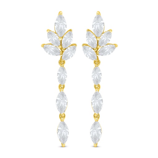 [EAR02WCZ00000C543] Sterling Silver 925 Earring Golden Plated Embedded With White Zircon