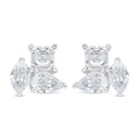 Sterling Silver 925 Earring Rhodium Plated Embedded With White Zircon