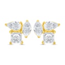 Sterling Silver 925 Earring Golden Plated Embedded With White Zircon
