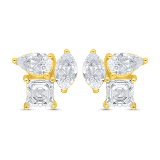 [EAR02WCZ00000C480] Sterling Silver 925 Earring Golden Plated Embedded With White Zircon
