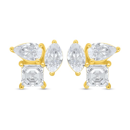 [EAR02WCZ00000C480] Sterling Silver 925 Earring Golden Plated Embedded With White Zircon