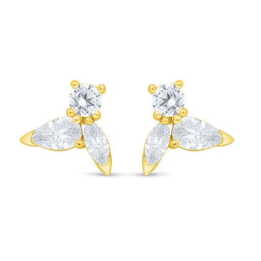 [EAR02WCZ00000C482] Sterling Silver 925 Earring Golden Plated Embedded With White Zircon