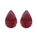 Sterling Silver 925 Earring Rhodium Plated Embedded With Ruby Corundum 