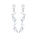 Sterling Silver 925 Earring Rhodium Plated Embedded With White Zircon