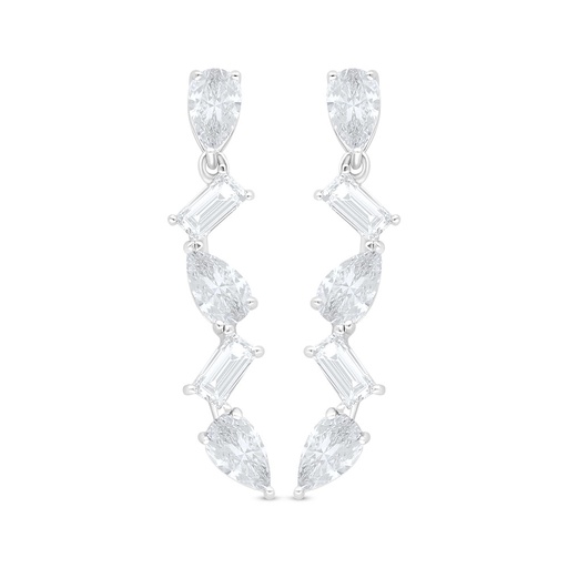 [EAR01WCZ00000C484] Sterling Silver 925 Earring Rhodium Plated Embedded With White Zircon