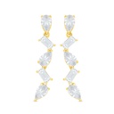 Sterling Silver 925 Earring Golden Plated Embedded With White Zircon