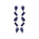 Sterling Silver 925 Earring Rhodium Plated Embedded With Sapphire Corundum 