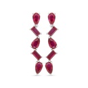 Sterling Silver 925 Earring Rhodium Plated Embedded With Ruby Corundum 