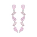 Sterling Silver 925 Earring Rhodium Plated Embedded With pink Zircon 