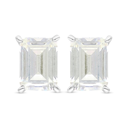 [EAR01CIT00WCZC485] Sterling Silver 925 Earring Rhodium Plated Embedded With Yellow Diamond And White Zircon