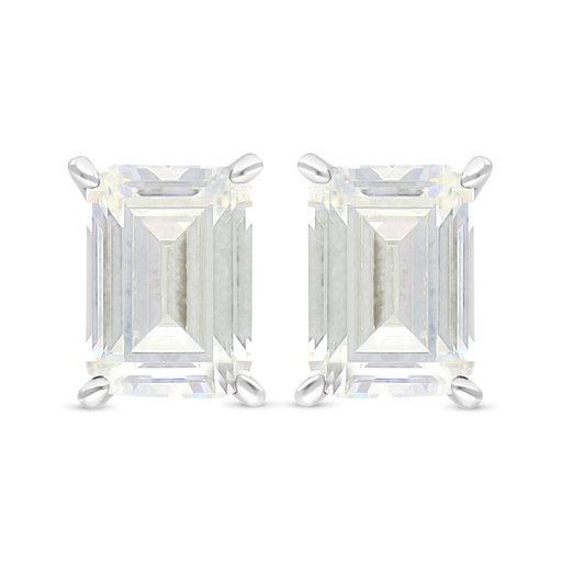 [EAR01CIT00WCZC485] Sterling Silver 925 Earring Rhodium Plated Embedded With Yellow Diamond And White Zircon