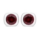 Sterling Silver 925 Earring Rhodium Plated Embedded With Ruby Corundum 