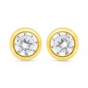 Sterling Silver 925 Earring Golden Plated Embedded With White Zircon