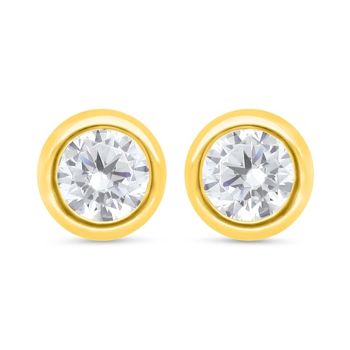 [EAR02WCZ00000C488] Sterling Silver 925 Earring Golden Plated Embedded With White Zircon