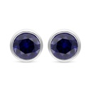 Sterling Silver 925 Earring Rhodium Plated Embedded With Sapphire Corundum 