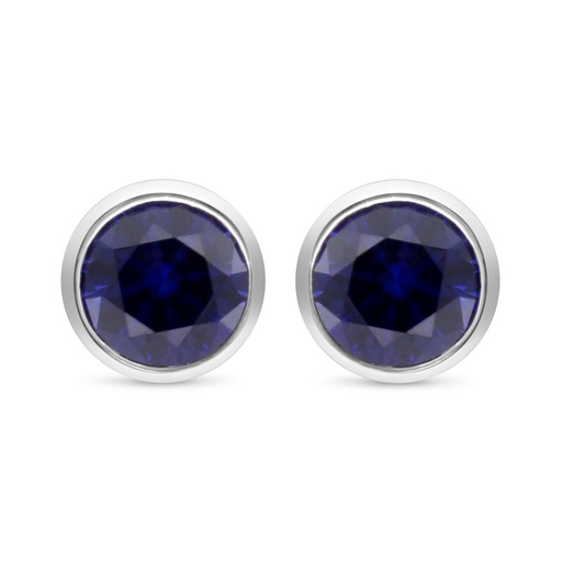 [EAR01SAP00000C488] Sterling Silver 925 Earring Rhodium Plated Embedded With Sapphire Corundum 