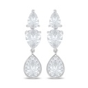 Sterling Silver 925 Earring Rhodium Plated Embedded With White Zircon 