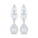 Sterling Silver 925 Earring Rhodium Plated Embedded With White Zircon 