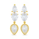 Sterling Silver 925 Earring Golden Plated Embedded With White Zircon