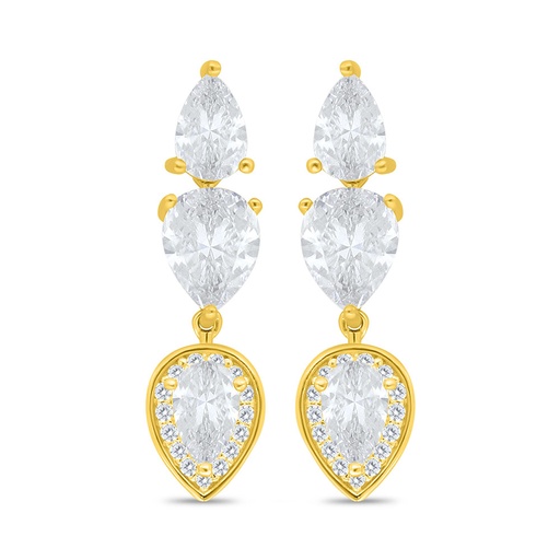 [EAR02WCZ00000C489] Sterling Silver 925 Earring Golden Plated Embedded With White Zircon