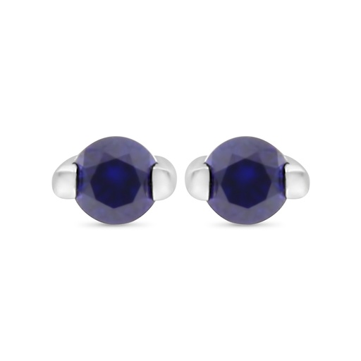 [EAR01SAP00000C491] Sterling Silver 925 Earring Rhodium Plated Embedded With Sapphire Corundum 