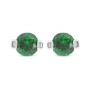 Sterling Silver 925 Earring Rhodium Plated Embedded With Emerald Zircon 