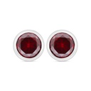 Sterling Silver 925 Earring Rhodium Plated Embedded With Ruby Corundum 
