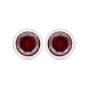 Sterling Silver 925 Earring Rhodium Plated Embedded With Ruby Corundum 